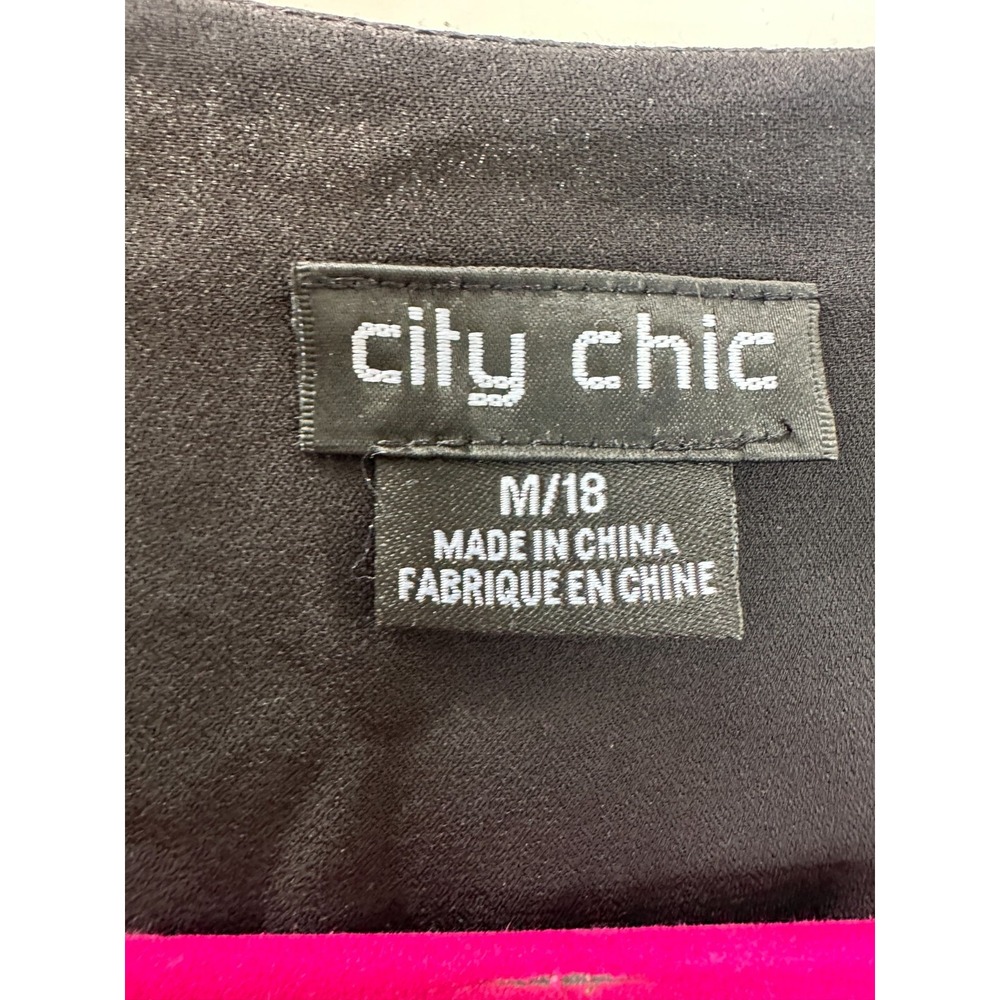 City Chic Malaga Floral Print LS Faux Wrap Dress Black Gold Plus Size 18 - Picture 8 of 12